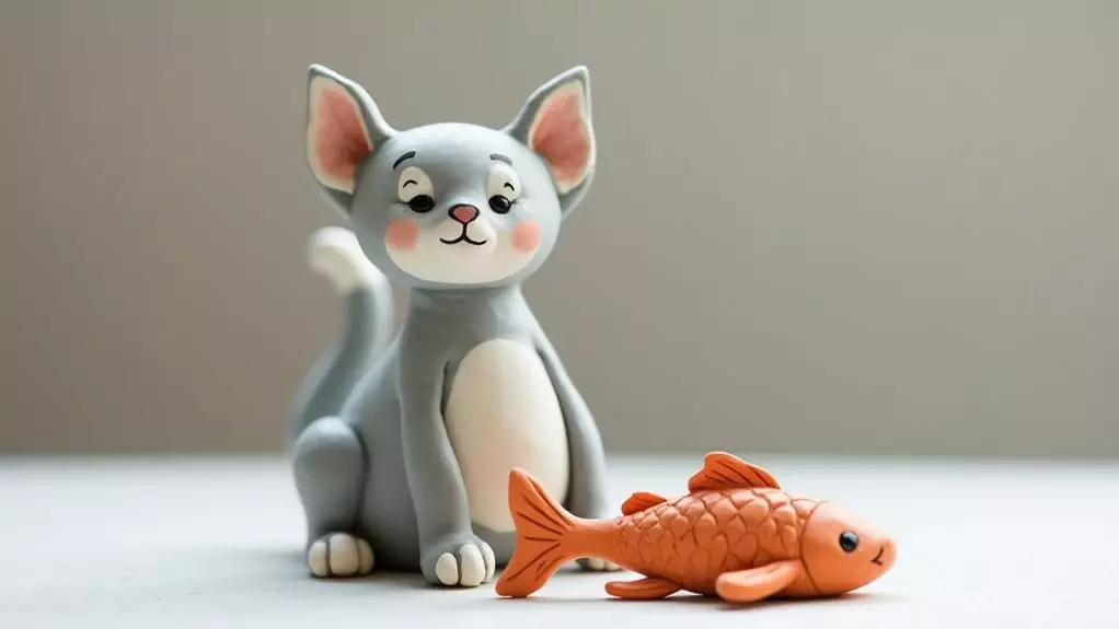 cat catching a fish